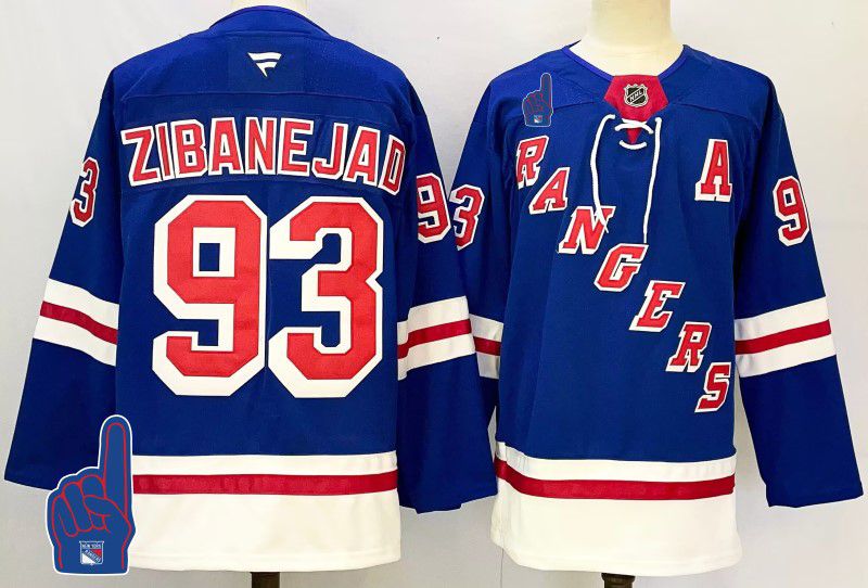 Men New York Rangers 93 Zibanejad Blue Fanatics 2025 NHL Jersey style 2